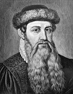 Gutenberg developed the printing press as an example of the use of new scientific knowledge in creating artistic work