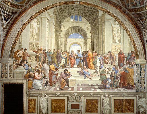 The The School of Athens painting as an example of the use of new scientific knowledge in creating artistic work