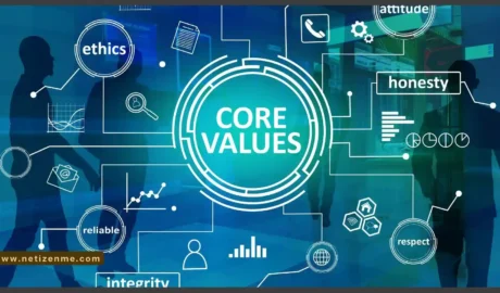 Big blue circle with the phrase "Core Values"written was set as a featured image for the article Ethics in Sales Success